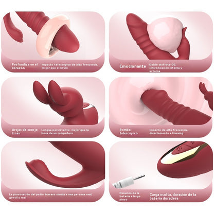 Vibrador de conejo de tres cabezas
